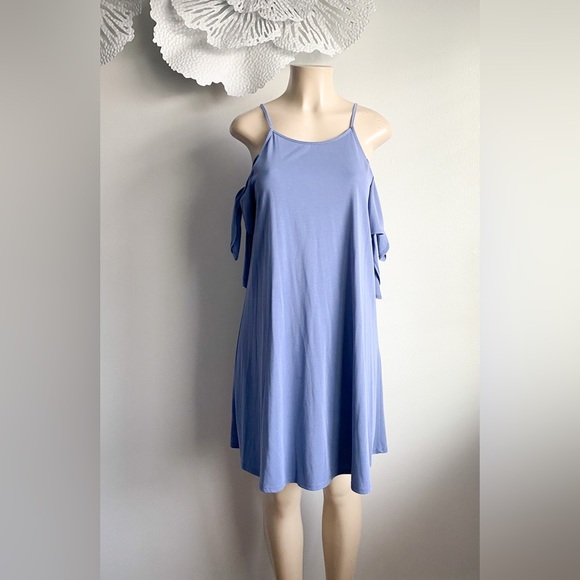 AQUA Cold Shoulder Modal Jersey Knit Soft Tee Dress Skater Fit & Flare Aline S - Picture 5 of 8